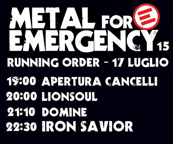 Metal for Emergency 2015 - running order