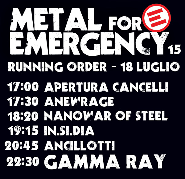 Metal for Emergency 2015 - running order